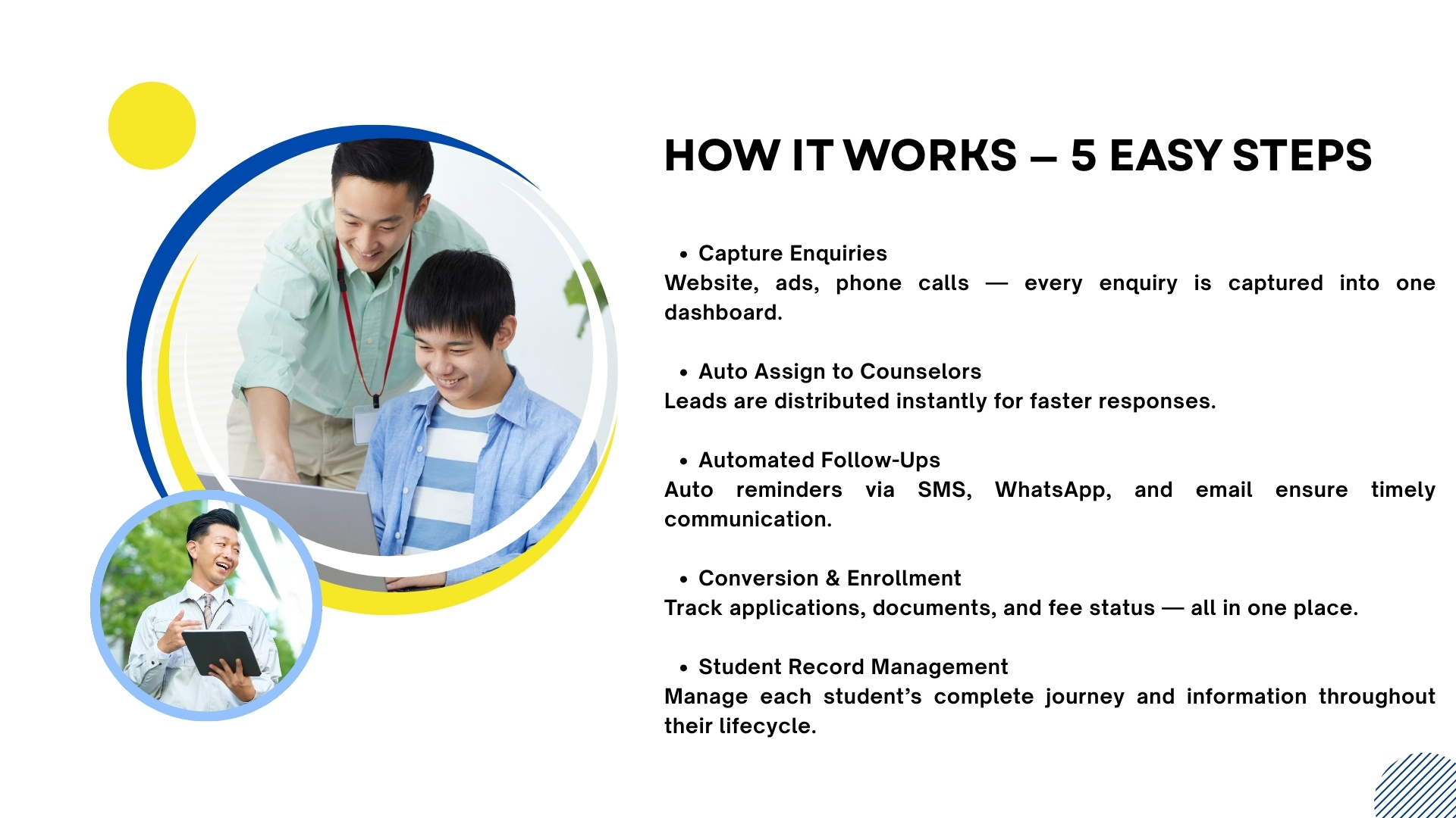 Education CRM system for admissions management