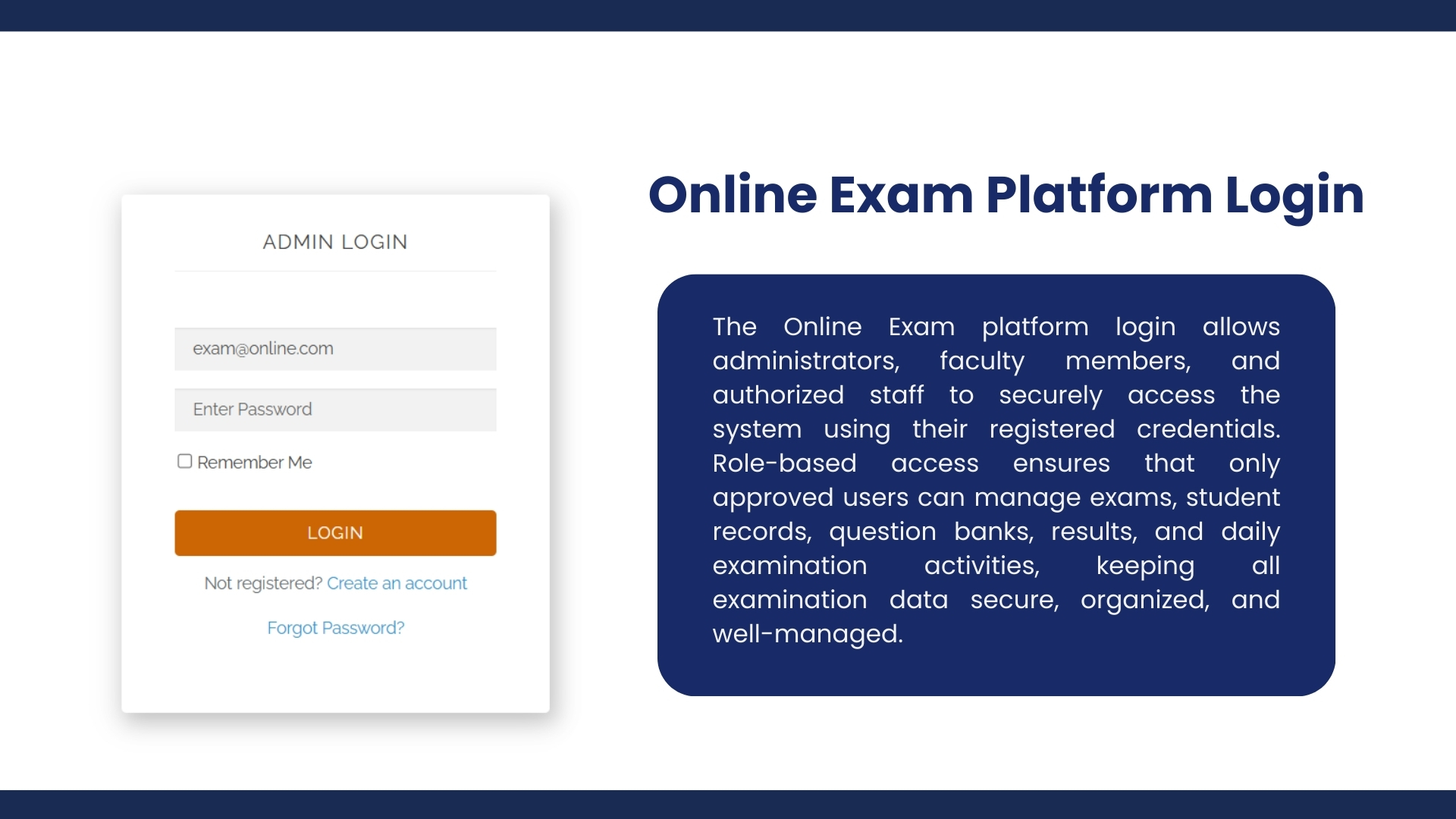 Custom online exam system for academic institutions