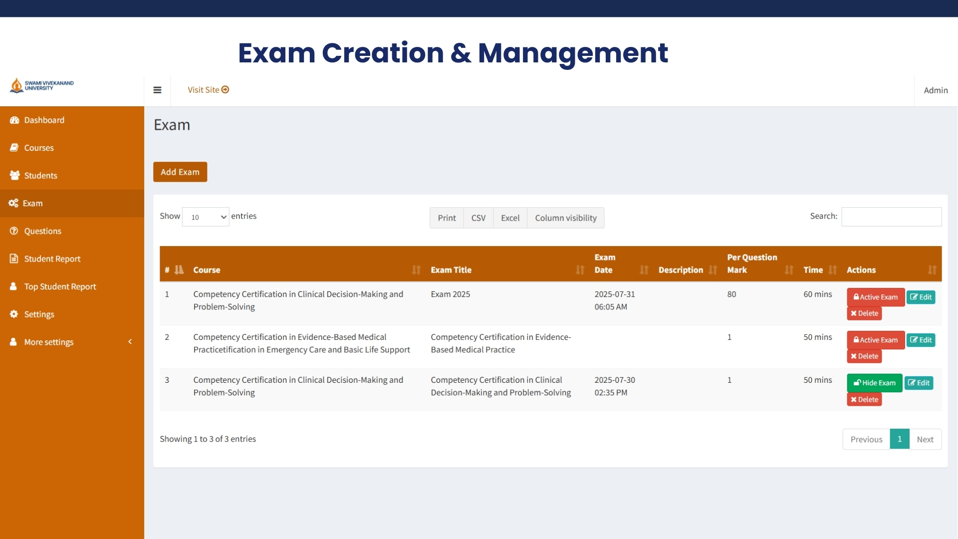 Online exam software with analytics and result reports